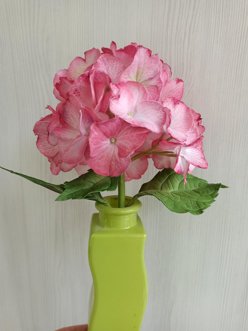 Tige d'hortensia rose artificiel au toucher réel 29 cm pour décoration intérieure