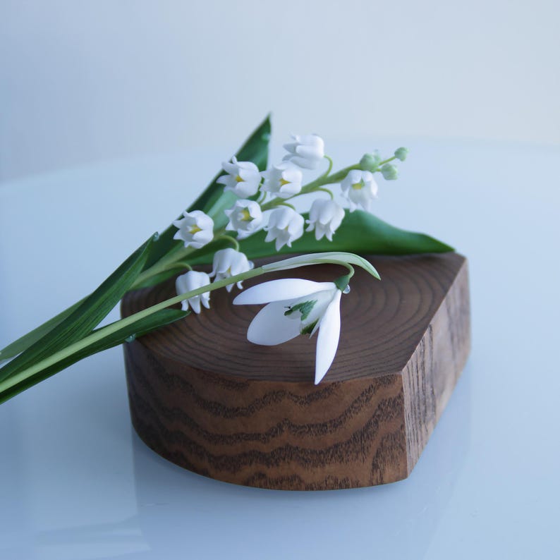 Perce-neige et Muguet en Porcelaine Faits à la Main, Sculpture Botanique Réaliste, Décoration de Table de Mariage