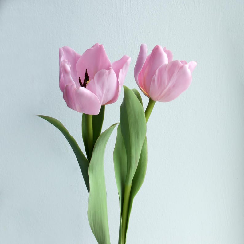 Tulipe artificielle en porcelaine froide 40 cm, fleur réaliste faite à la main