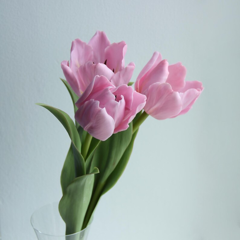 Tulipe artificielle en porcelaine froide 40 cm, fleur réaliste faite à la main