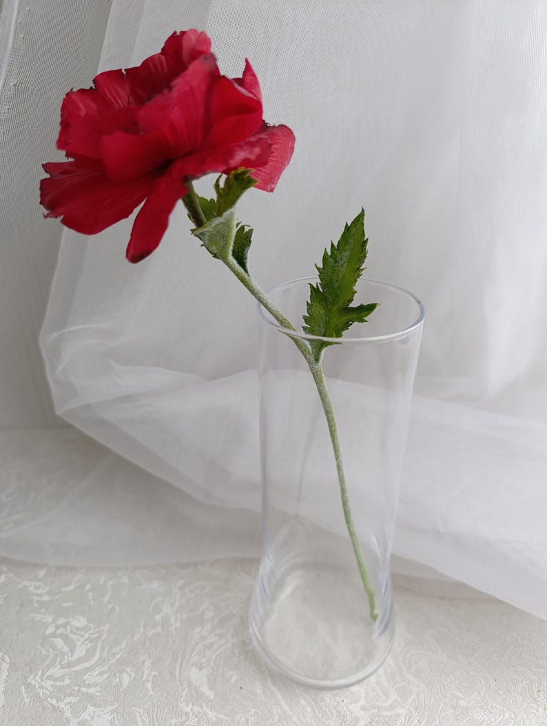 Coquelicot rouge en porcelaine froide, fleur réaliste en pâte polymère, décoration intérieure, 8 cm de diamètre, 25 cm de hauteur