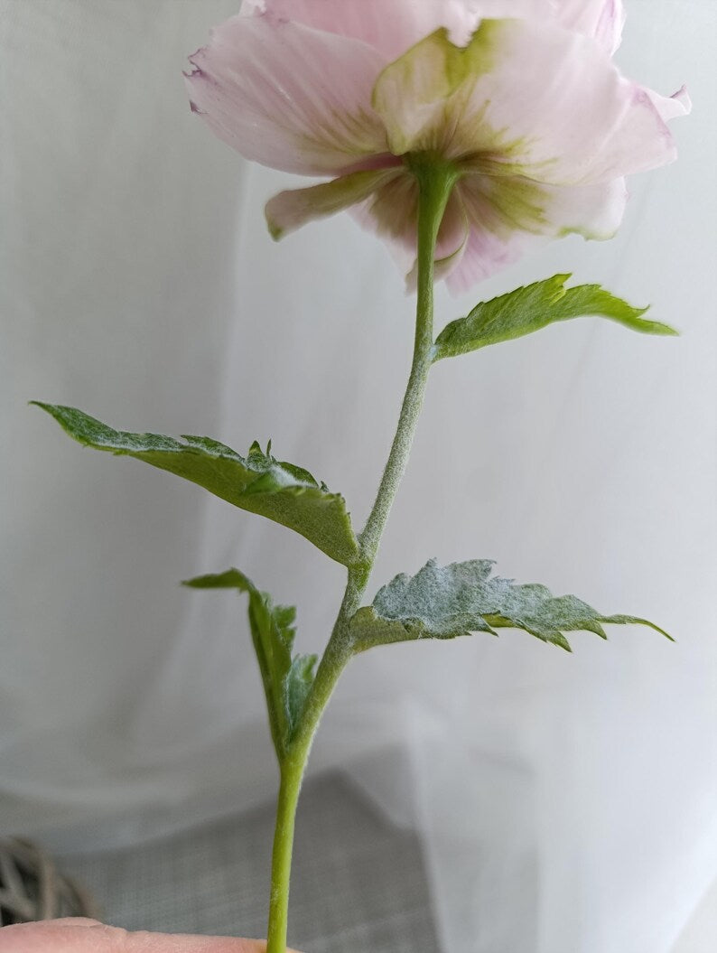 Coquelicot en porcelaine froide rose réaliste décoration maison 7.5 cm x 26 cm